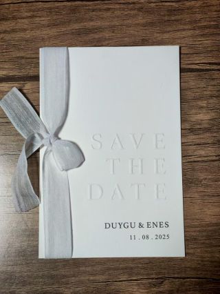 Gofre Kabartmalı Kurdelalı Davetiye 1292