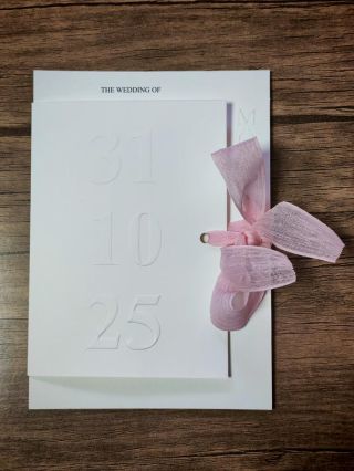 Gofre Kabartmalı Kurdelalı Davetiye 1293 - Pembe