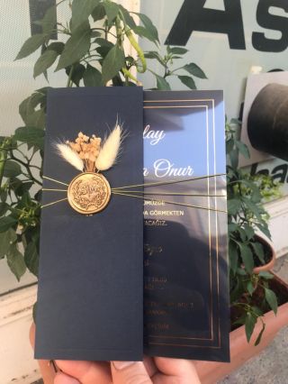 Mühürlü Çiçekli Davetiye 1300