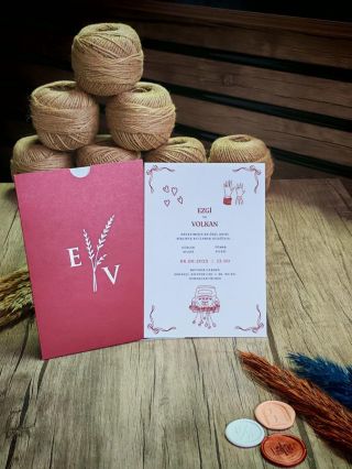 Bordo Zarflı <b class='text-danger'>Davetiye</b>